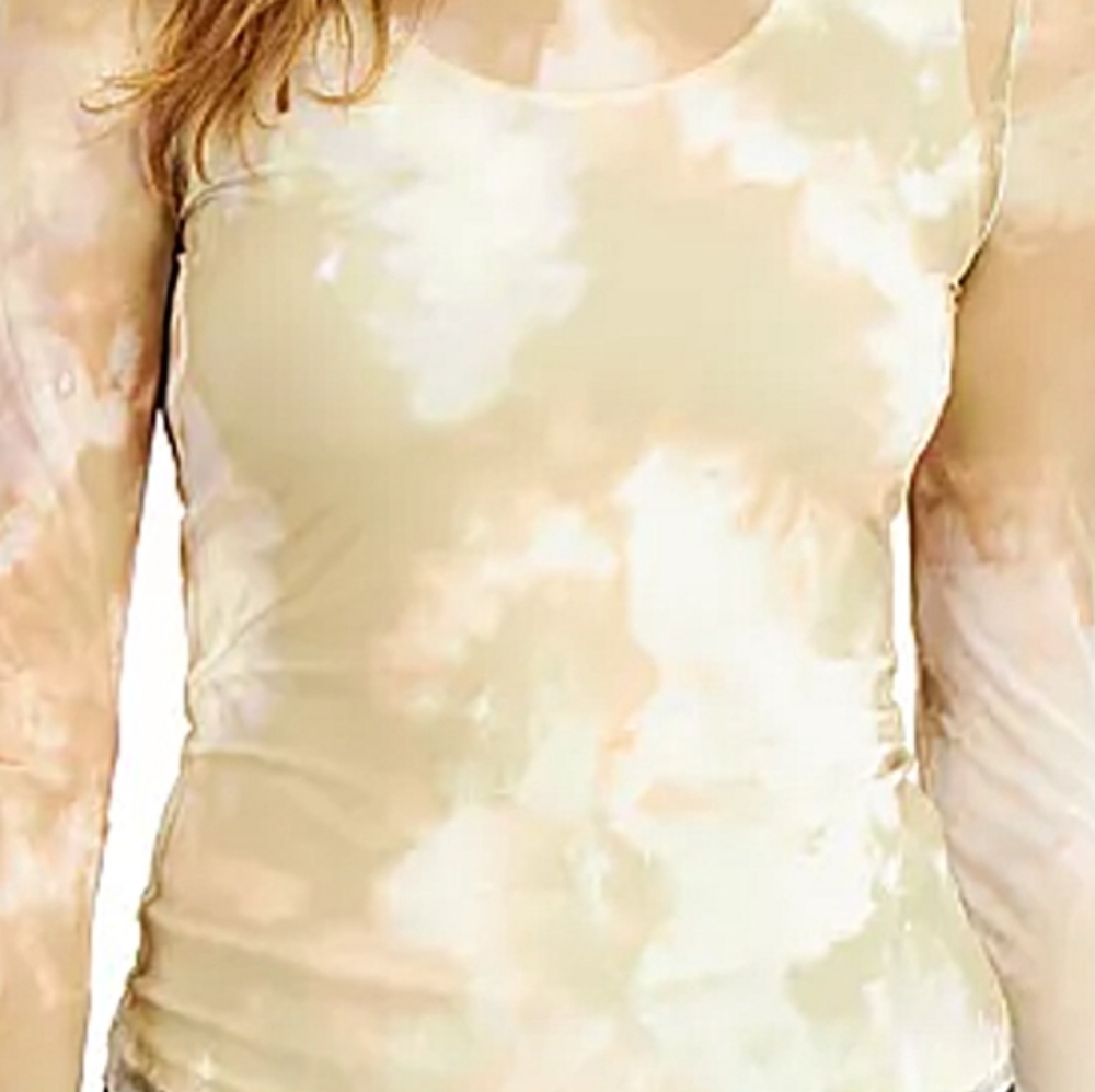 LOVE, FIRE MESH MOCK-NECK TOP